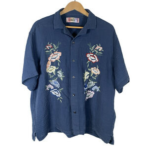 Abercrombie & Fitch Shirt Mens Large Blue Embroidered Floral Trevor Project